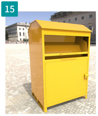 Gelbe Pulver-Beschichtung, die Voorratsbehälter-alte Kleidungs-Schuh-Spende aufbereitet
